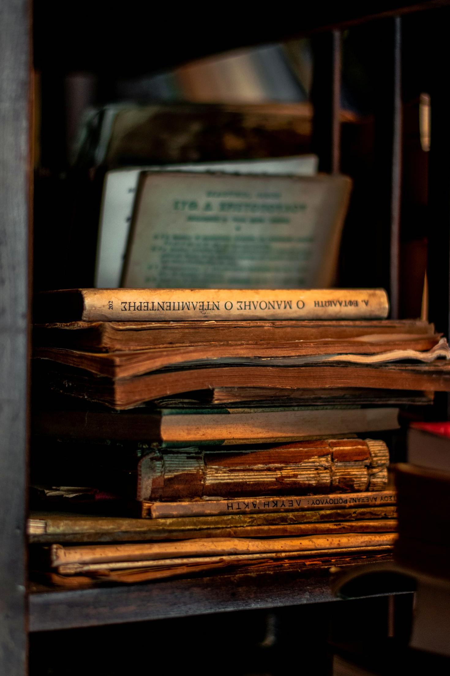 Antique books on shelf