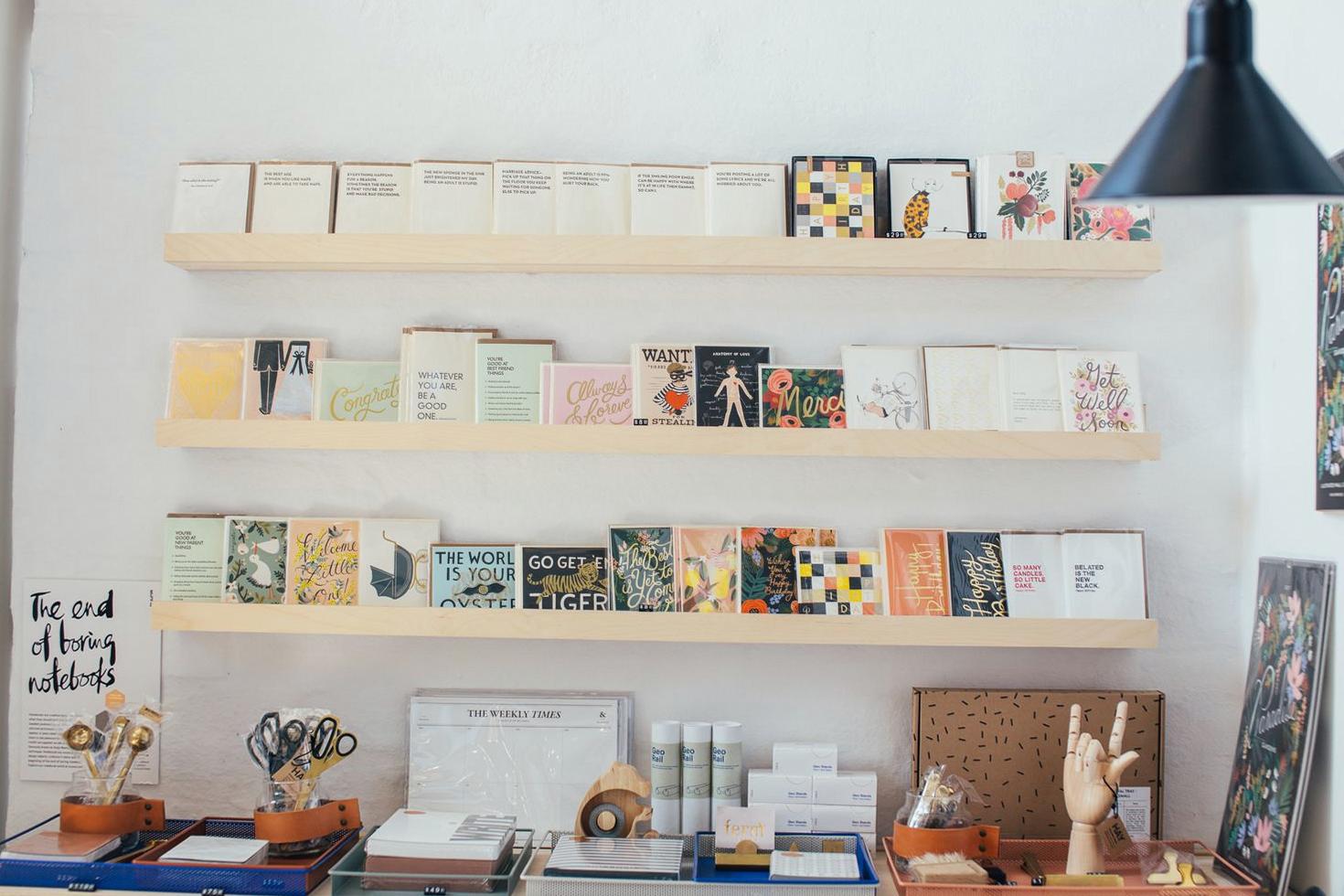 Evermont bookstore interior with warm wooden shelves
